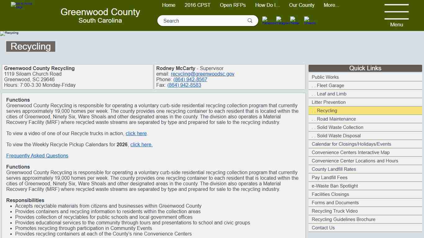 Recycling - Greenwood County, SC